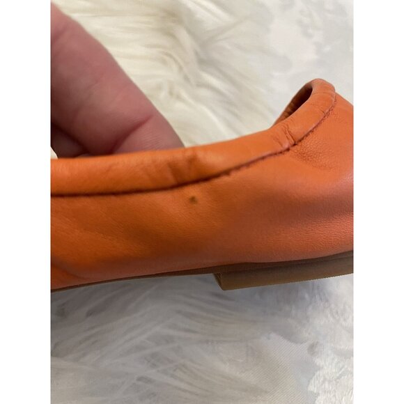 Sam Edelman Size 6.5M Felicia Ballet Flats Orange Leather Comfort Bow - Picture 6 of 8